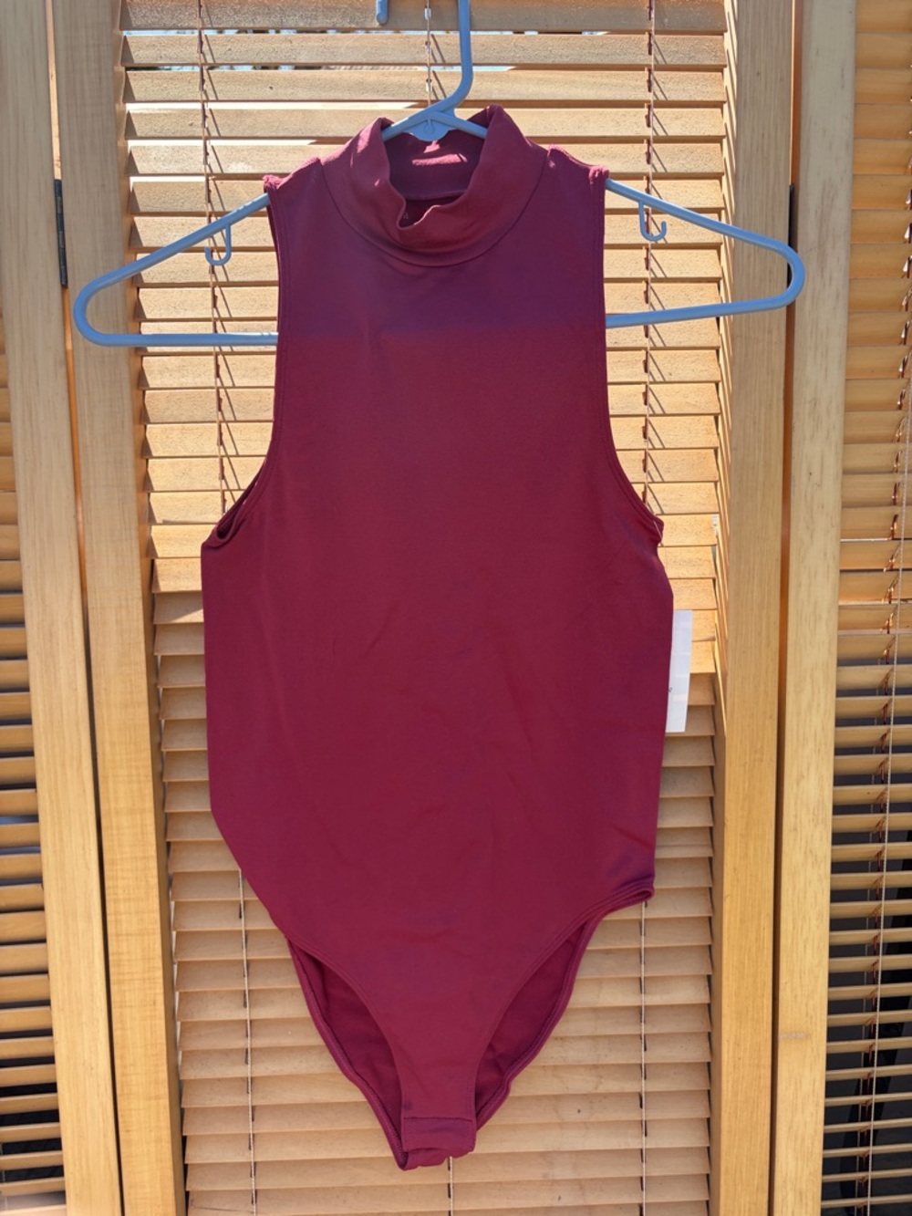 a new day Burgundy Sleeveless Mock Neck Bodysuit